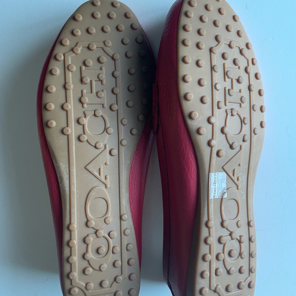 Coach Women's Bold Red Leather Loafers - Picture 2 of 7